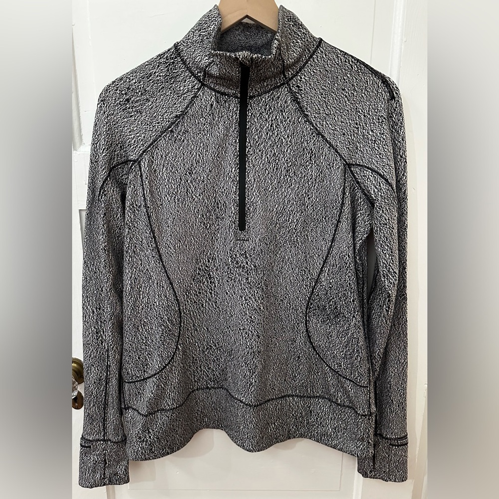 Lululemon Rush Hour 1/2 Zip Spray Jacquard White Black Sz 10